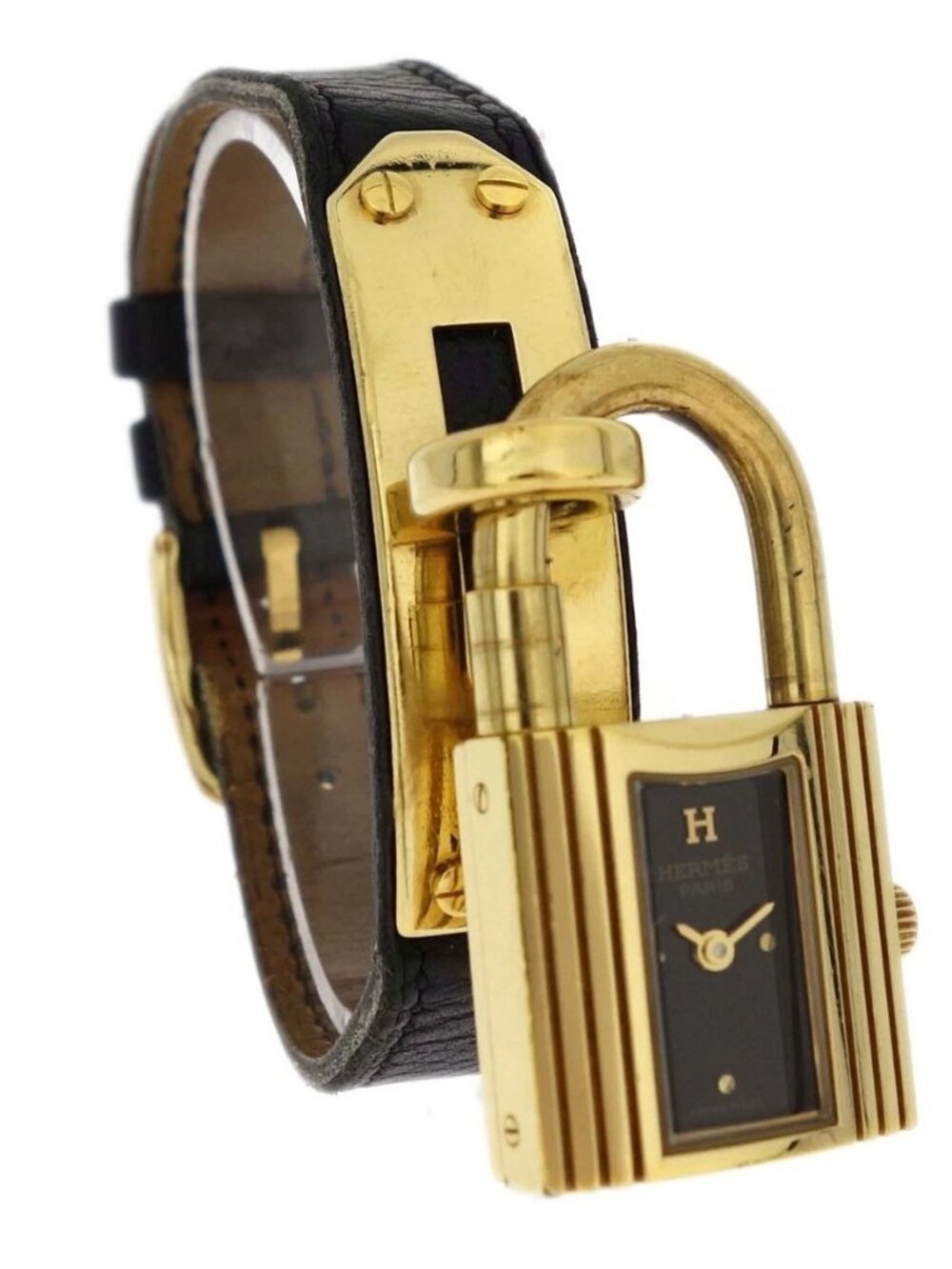 Hermes Kelly Watch 19mm Quartz Watch Black Courchevel ◯Y #M 168360